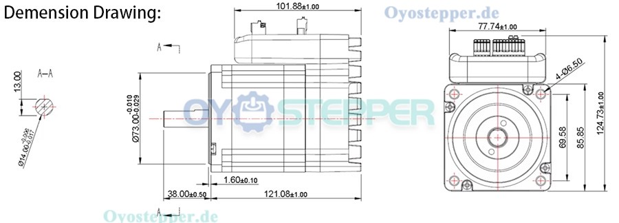 JMC Integrierter NEMA 34 Closed-Loop-Schrittmotor, 1,8°, 4,5 Nm, 6A, 60V, 2-Phasen, 86 × 86 mm
